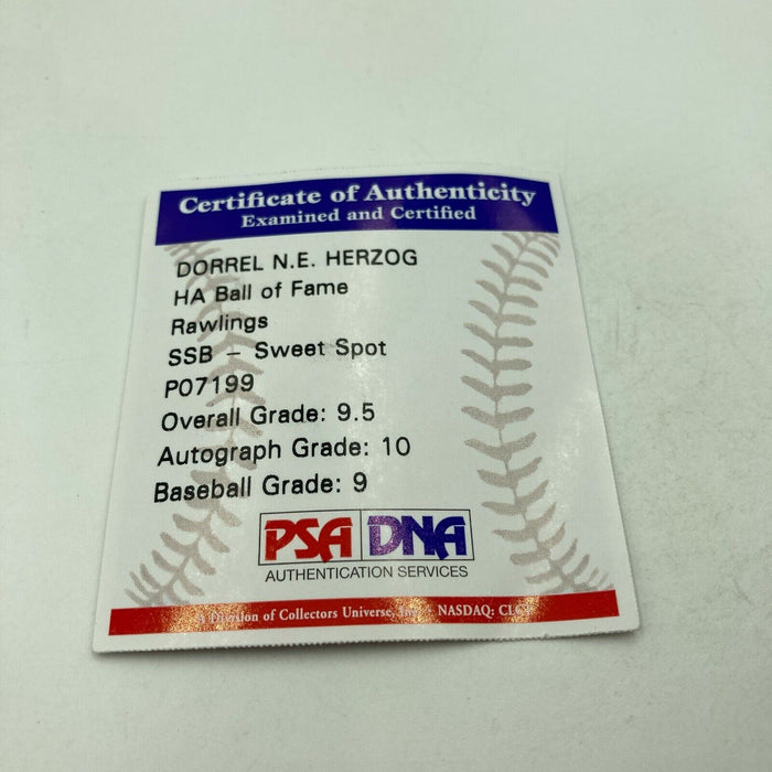 Whitey Herzog Full Name Signed Baseball PSA DNA Graded 9.5 MINT + Auto 10
