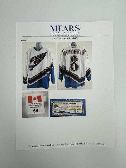 Alexander Ovechkin 2005 Washington Capitals Signed Game Issued Rookie Jersey PSA