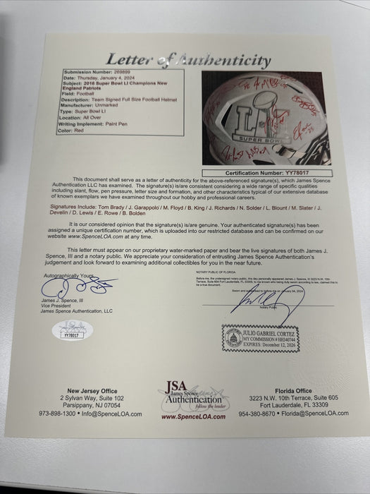 Tom Brady 2016 New England Patriots Super Bowl LI Champs Team Signed Helmet PSA