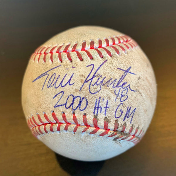 Torii Hunter 2,000 Hit Game Signed Inscribed Game Used Baseball MLB Authentic