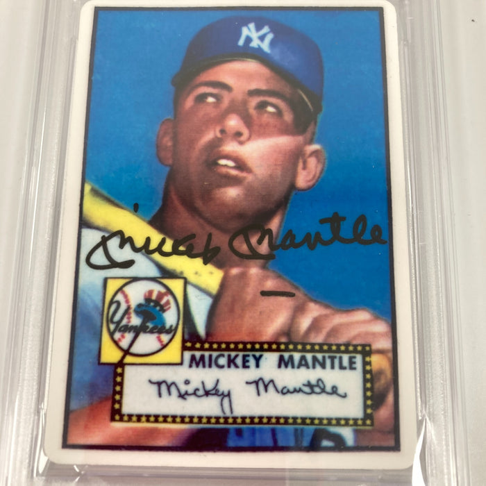 1952 Topps Mickey Mantle Signed Porcelain Baseball Card RC PSA DNA 10 GEM MINT