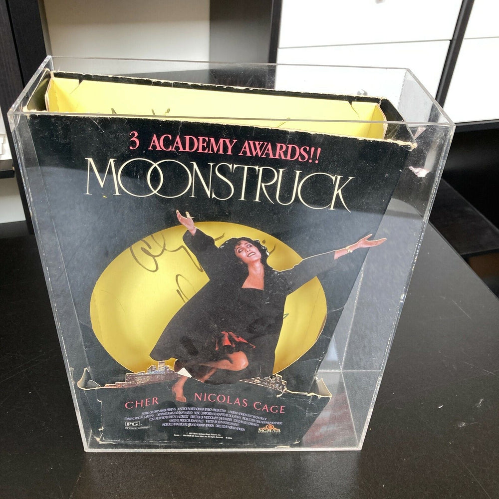 Cher & Nicolas Cage Moonstruck Cast Signed Original Advertising Display JSA COA