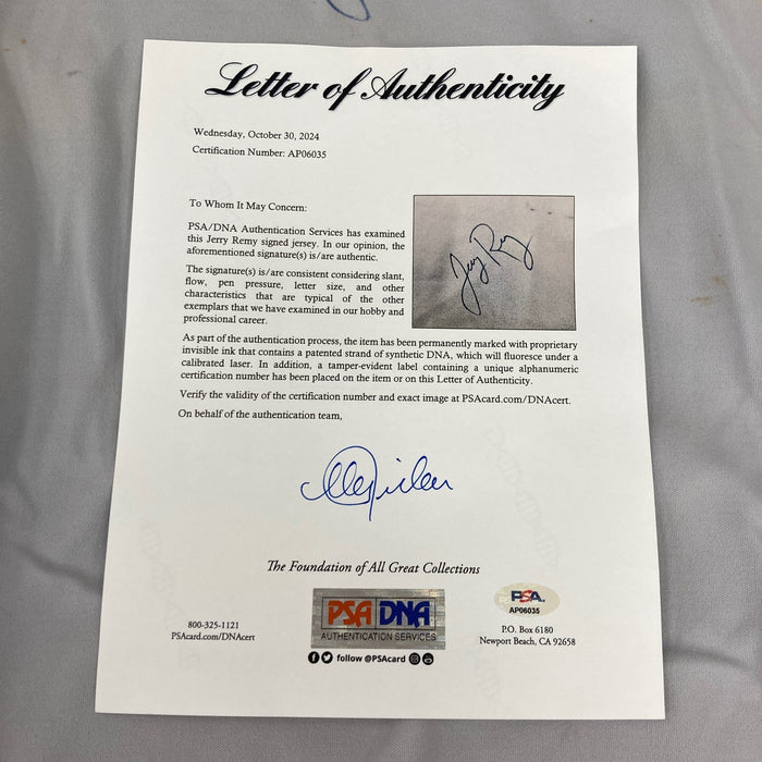 Jerry Remy Signed 1977 Boston Red Sox Game Used Jersey PSA DNA & Beckett COA