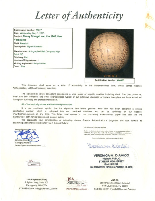 Casey Stengel Single Signed Autographed 1960's Souvenir Baseball With JSA COA