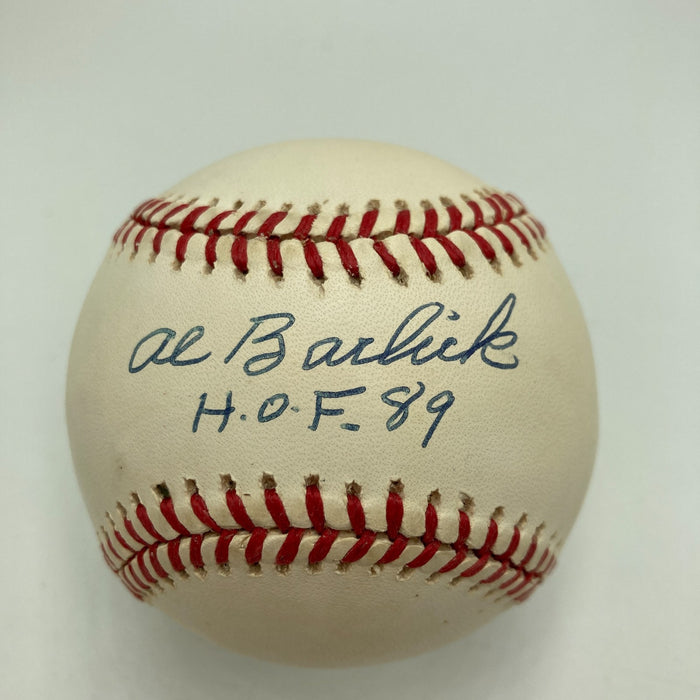 Al Barlick HOF 1989 Signed National League Baseball JSA COA