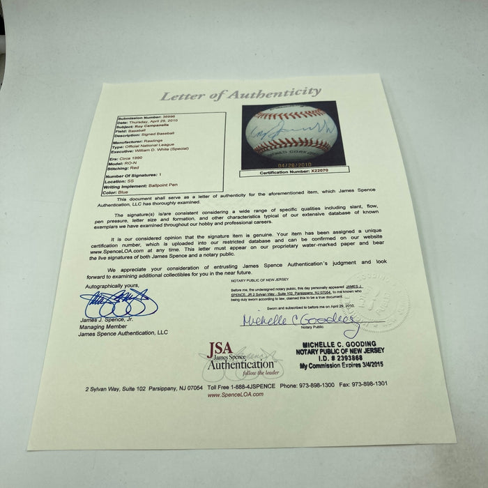 Roy Campanella Single Signed National League Baseball PSA DNA COA