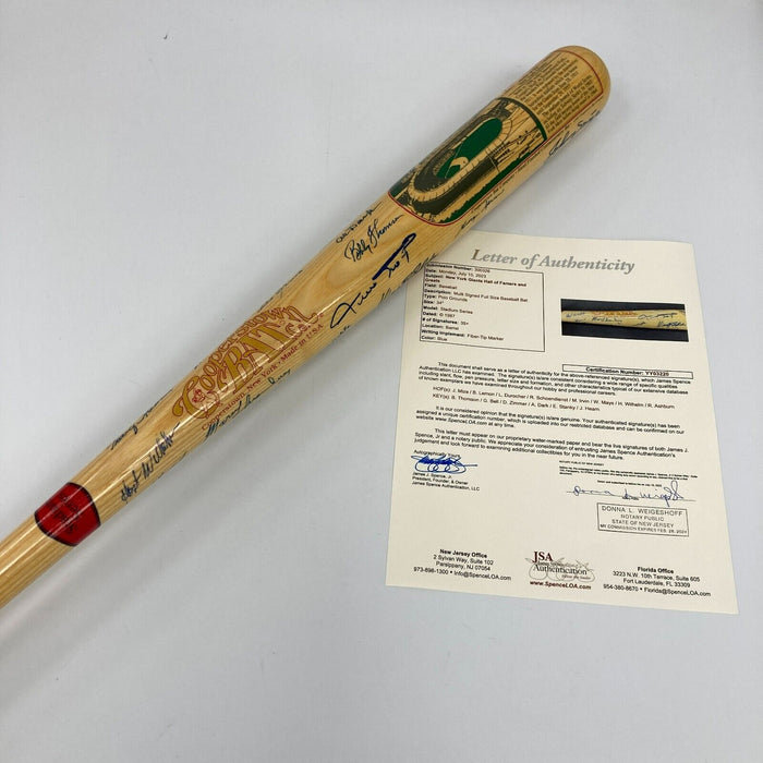 Beautiful Willie Mays New York Giants Legends Multi Signed Polo Grounds Bat JSA