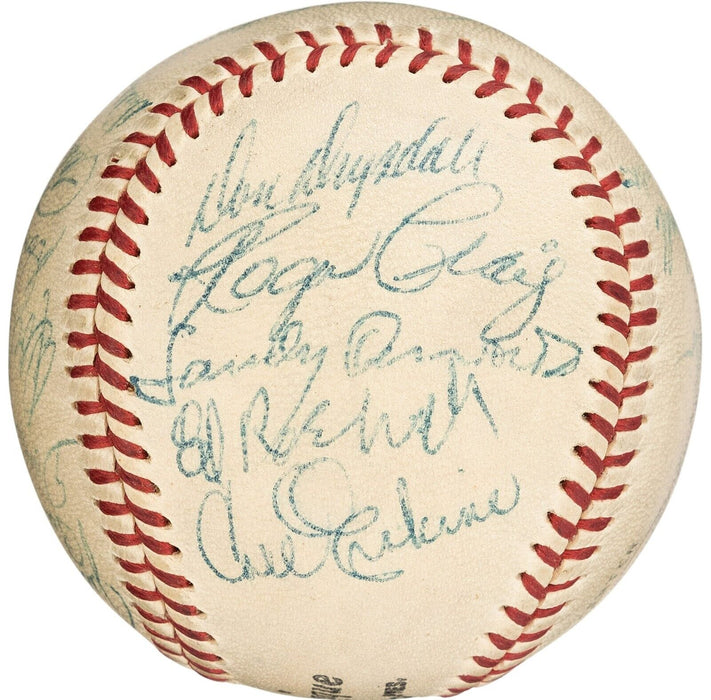 Jackie Robinson Roy Campanella 1956 Brooklyn Dodgers Team Signed Baseball PSA