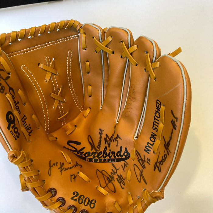 1996 Delmarva Shorebirds Inaugural Season Team Signed Baseball Glove