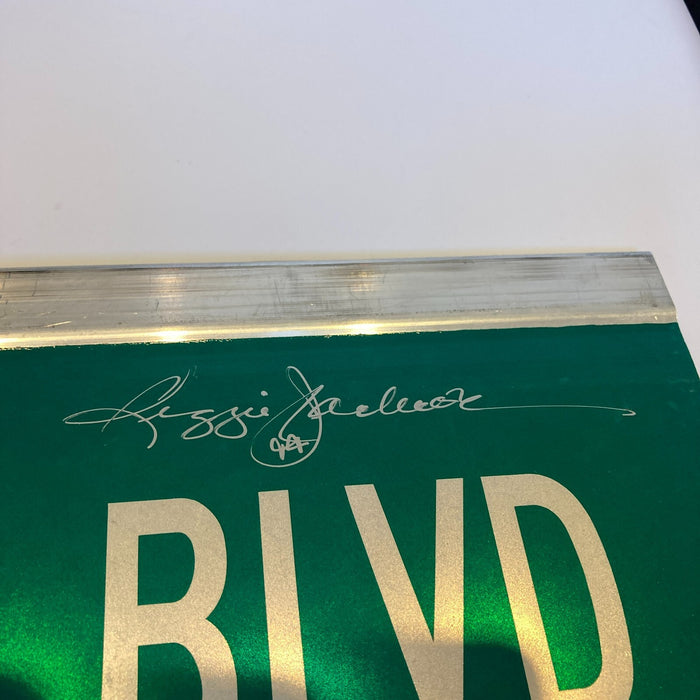 Reggie Jackson Signed 6x30 Street Sign Reggie Jackson BLVD JSA COA