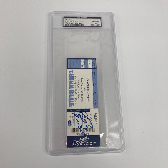 Buster Posey First MLB Home Run 9-19-2009 Signed Ticket PSA DNA