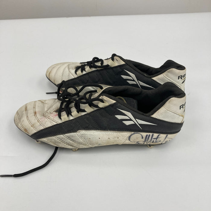 Eric Metcalf Signed Game Used Football Cleats Shoes 2 Signatures
