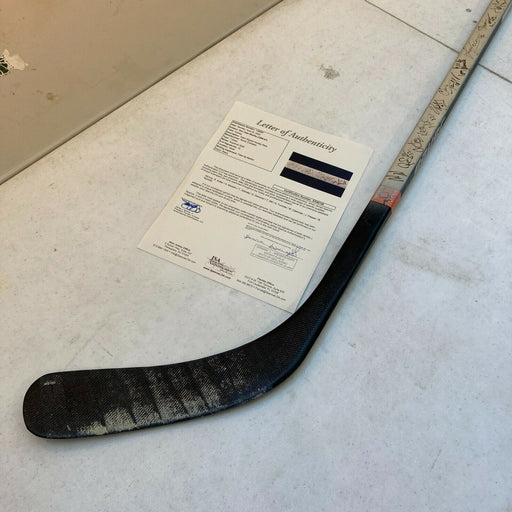 1996-97 San Jose Shark Team Signed Game Used Hockey Stick With JSA COA
