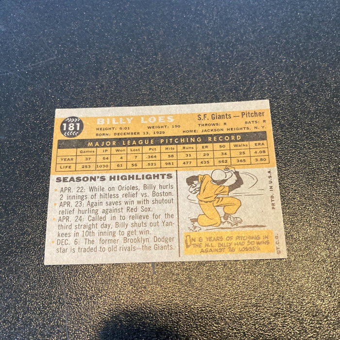1960 TOPPS #181 BILLY LOES SAN FRANCISCO GIANTS SIGNED AUTOGRAPHED