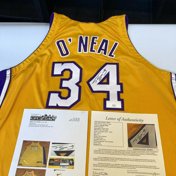 2000-01 Shaquille O'Neal Los Angeles Lakers Game Used Signed Jersey JSA COA