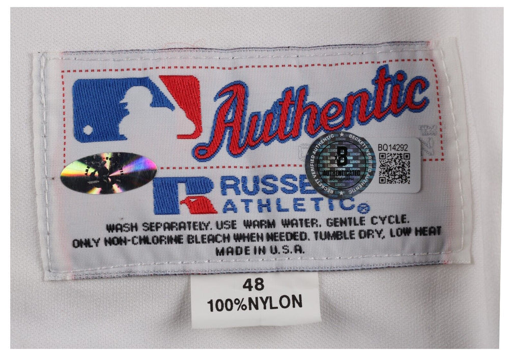 Nolan Ryan Signed Heavily Inscribed Texas Rangers Game Model STAT Jersey Beckett