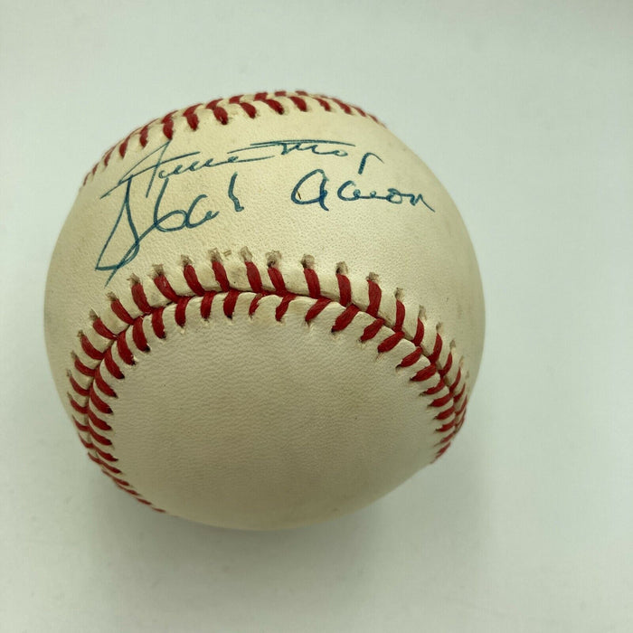 Willie Mays & Hank Aaron Signed Autographed National League Baseball JSA COA