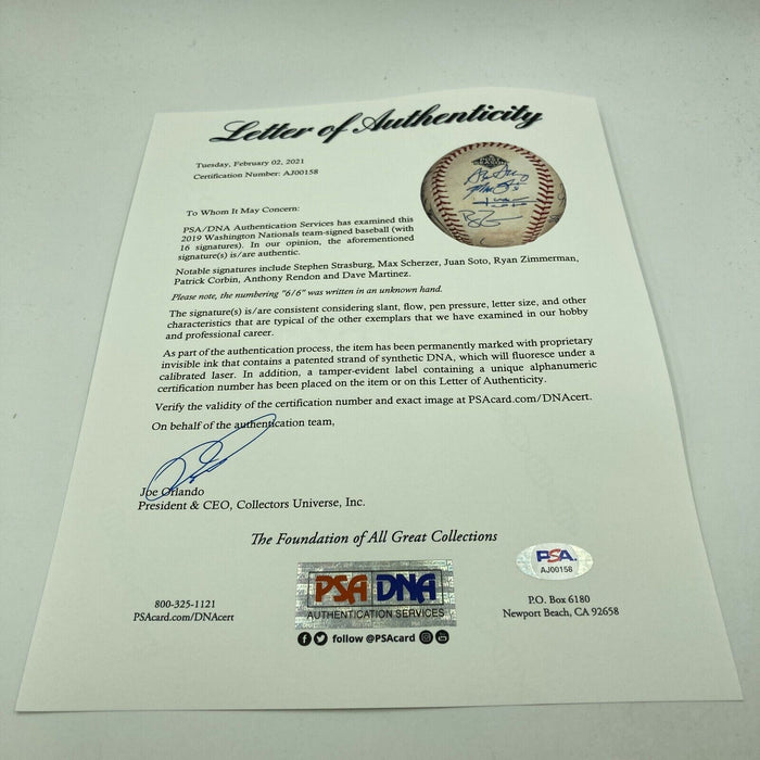 2019 Washington Nationals Team Signed NLCS Postseason Game Used Baseball PSA DNA