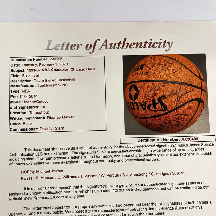 Michael Jordan 1991-92 Chicago Bulls NBA Champs Team Signed Basketball PSA & JSA