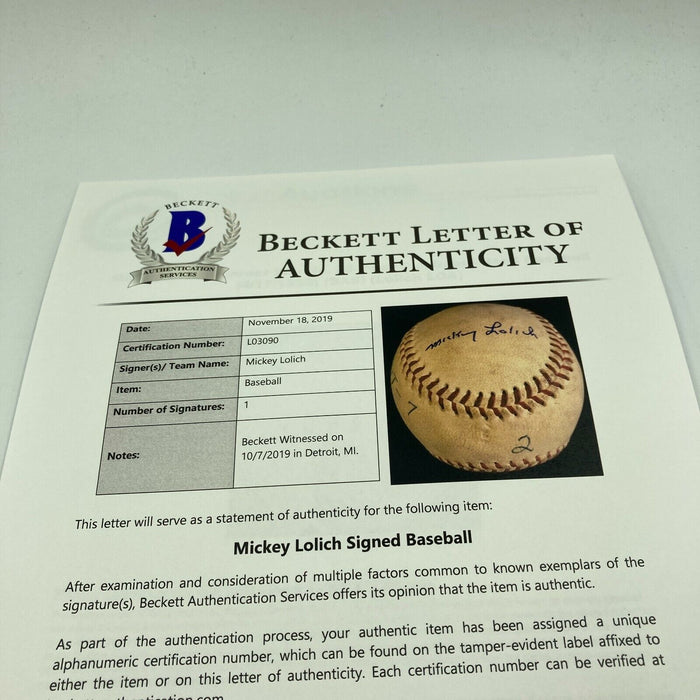 Mickey Lolich Signed Career Win No. 85 Final Out Game Used Baseball Beckett COA