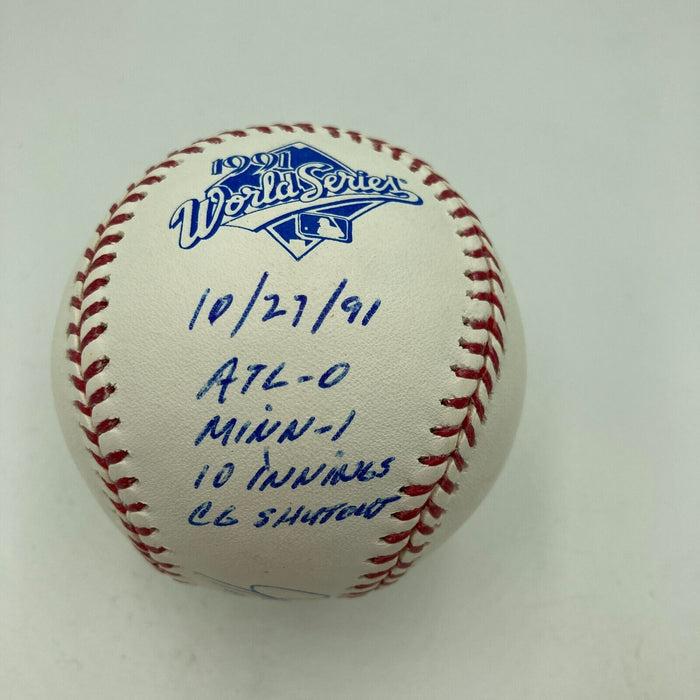Jack Morris Signed Heavily Inscribed STAT 1991 World Series Baseball Game 7 MLB