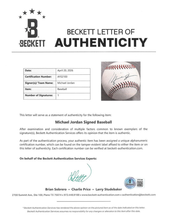 Michael Jordan Signed Autographed Baseball UDA Holo & Beckett COA