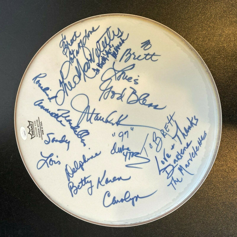 The Marvelettes Band Signed Autographed Drumhead With 12 Signatures JSA COA