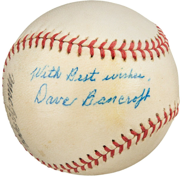 The Finest Dave Bancroft Single Signed Baseball PSA DNA & JSA COA