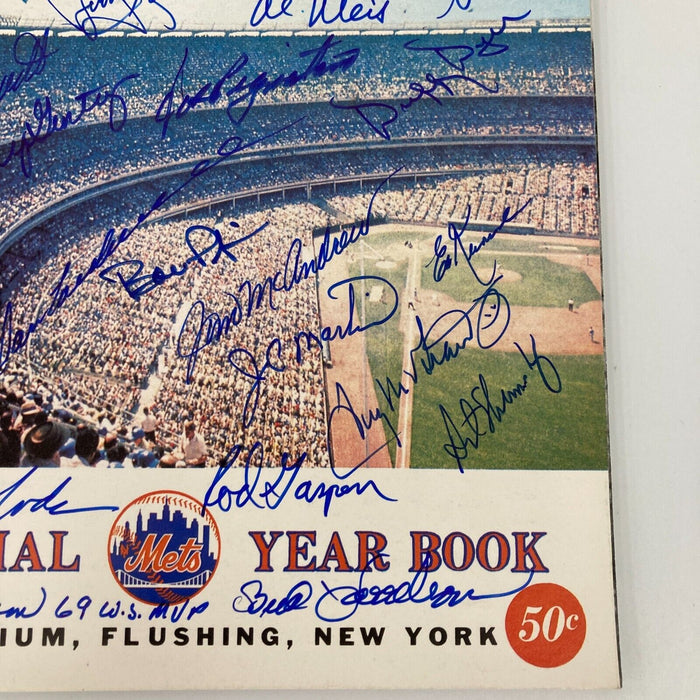 1969 NY Mets World Series Champs Team Signed Yearbook JSA COA