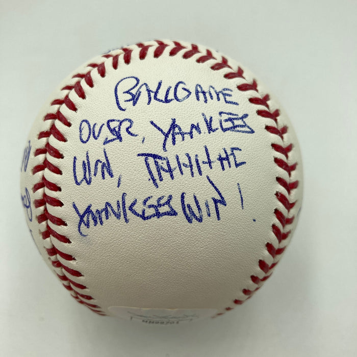 John Sterling Signed Heavily Inscribed STAT Baseball JSA COA RARE!