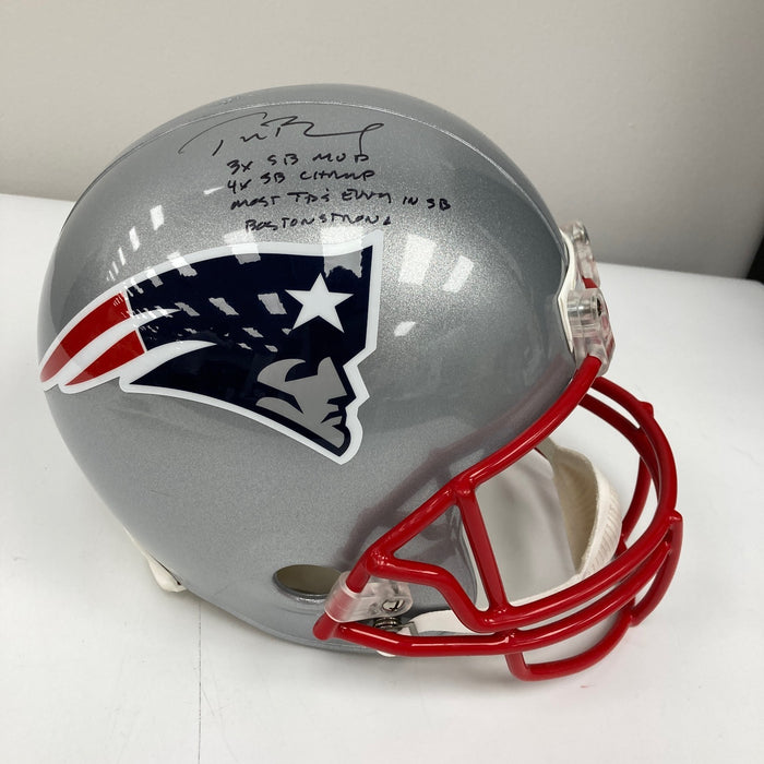 Tom Brady Super Bowl MVP Signed Inscribed New England Patriots Helmet JSA COA