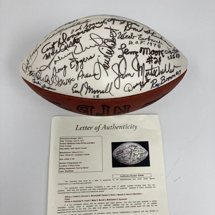 Johnny Unitas Baltimore Colts HOF Legends Signed Football 40+ Sigs JSA COA