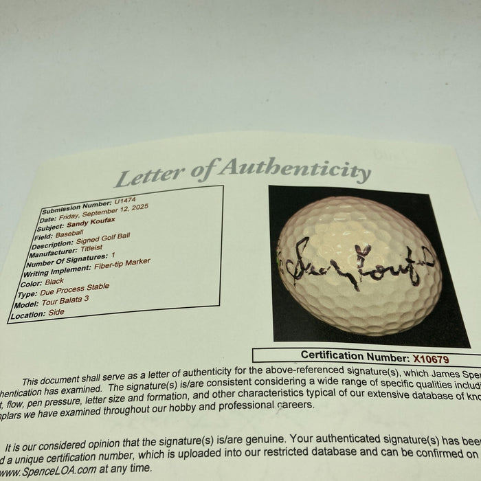 Sandy Koufax Signed Autographed Golf Ball JSA COA RARE