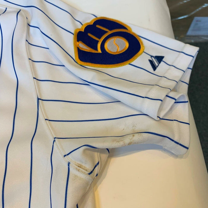 Adam Lind 1,000th Hit Signed Game Used Milwaukee Brewers Jersey With JSA COA