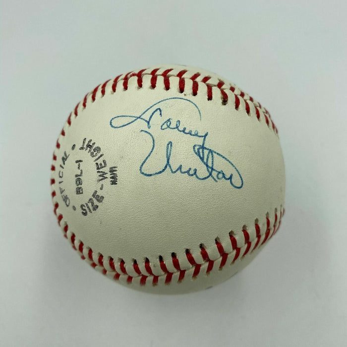 Joe Dimaggio Willie Mays & Johnny Unitas Signed 1970's Baseball With JSA COA