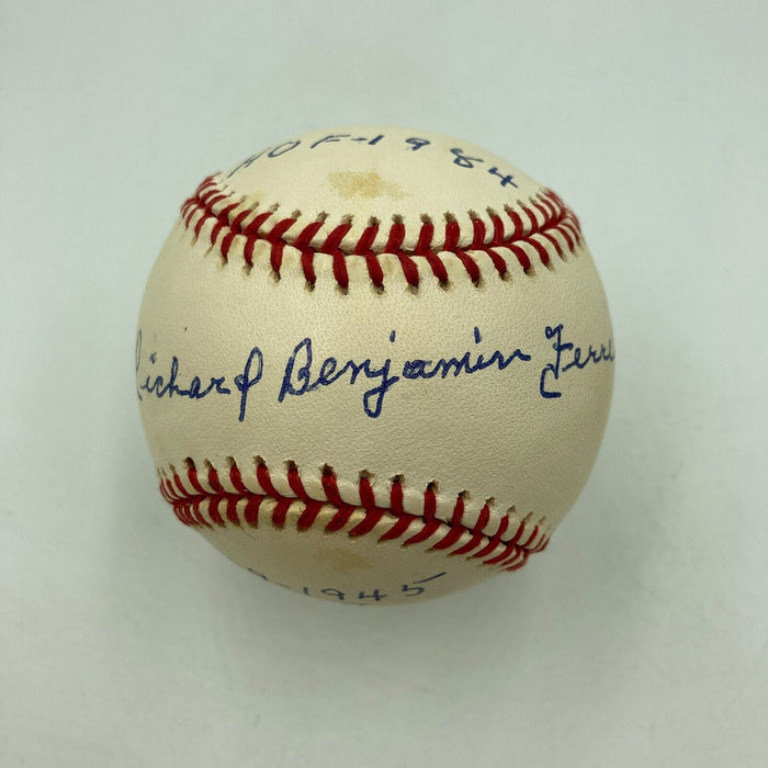 Rick Ferrell Full Name HOF 1984 Signed Inscribed American League Baseball JSA
