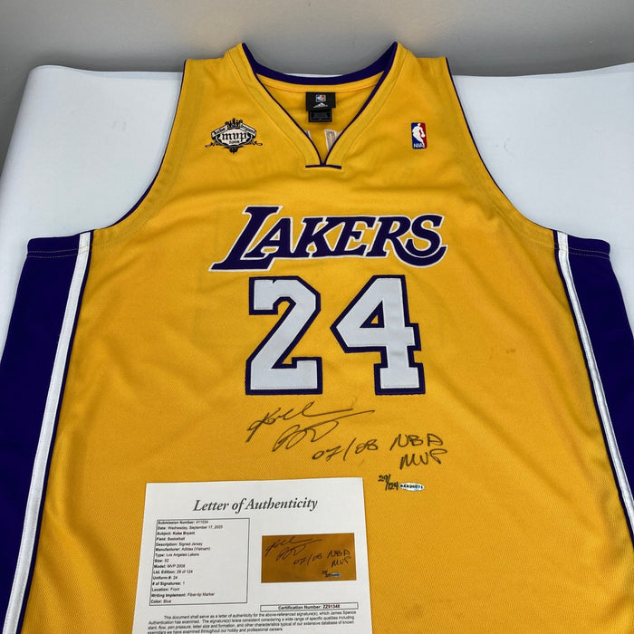Kobe Bryant 2007-08 NBA MVP Signed Pro Cut Los Angeles Lakers Jersey UDA & JSA