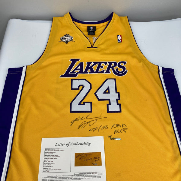 Kobe Bryant 2007-08 NBA MVP Signed Pro Cut Los Angeles Lakers Jersey UDA & JSA
