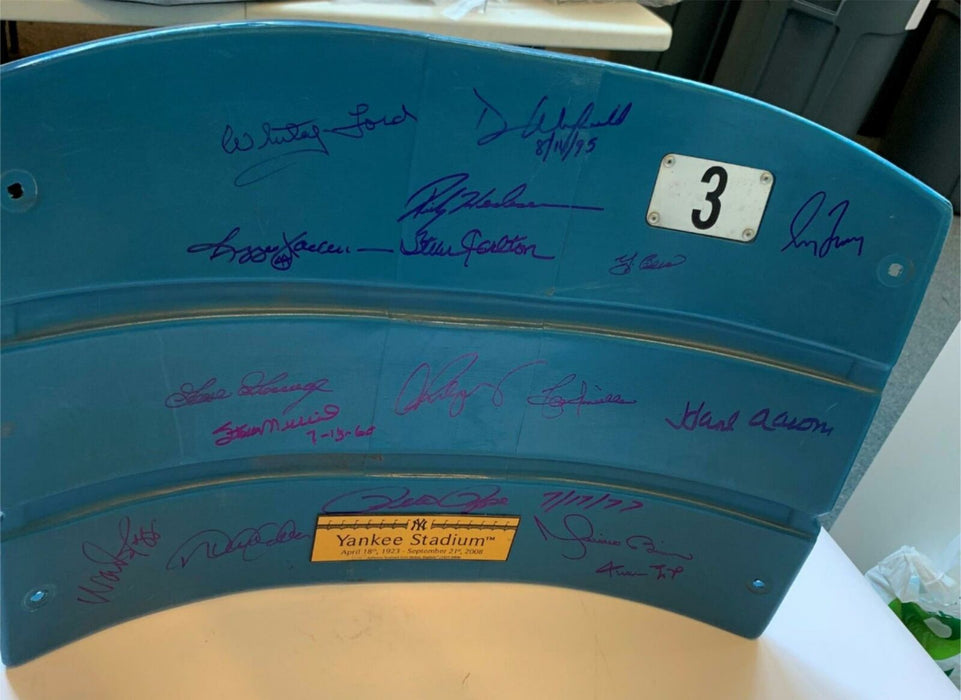 Derek Jeter Mariano Rivera Willie Mays Hank Aaron Signed Yankees Seatback W/ COA