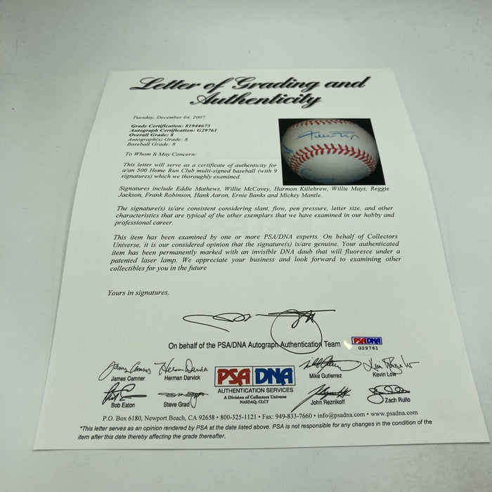 Mickey Mantle Willie Mays Hank Aaron 500 Home Run Signed Baseball PSA DNA