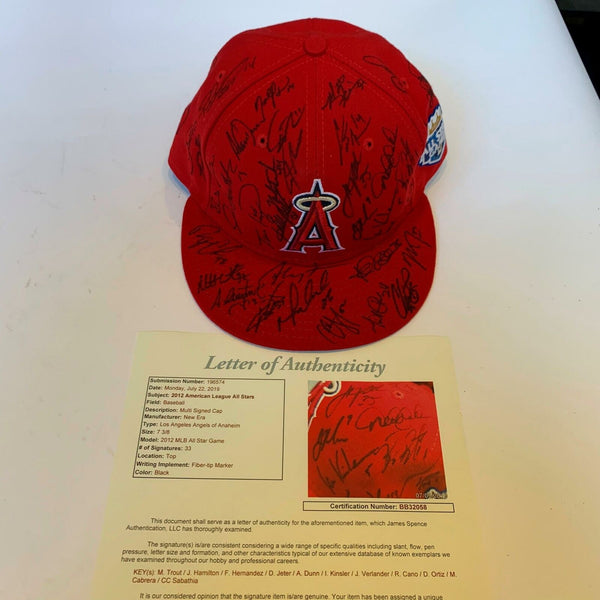 Mike Trout Derek Jeter Justin Verlander 2012 All Star Game Signed Game Hat JSA