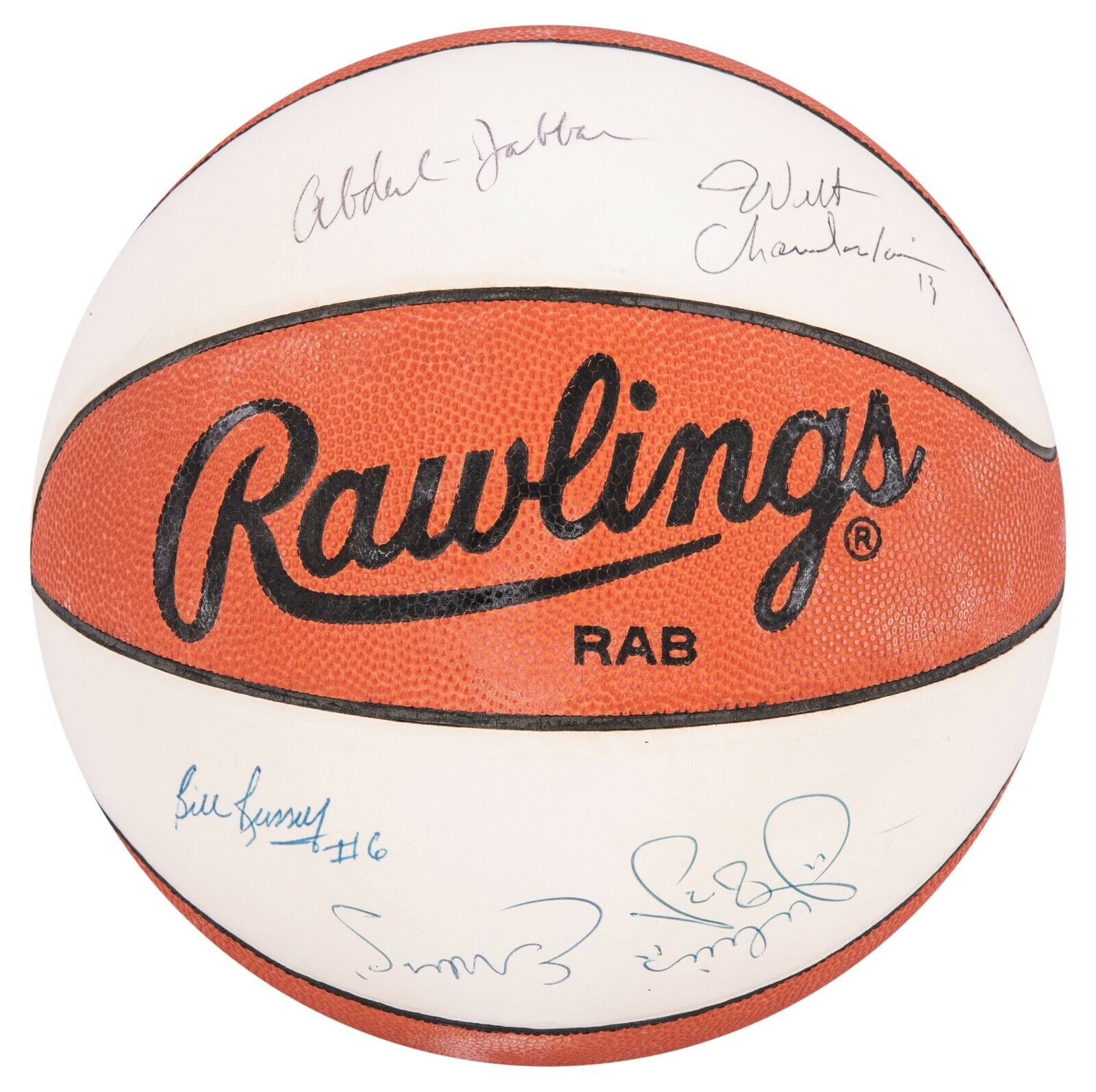 Wilt Chamberlain Bill Russell Kareem Abdul-Jabbar Dr. J Signed Basketball BAS