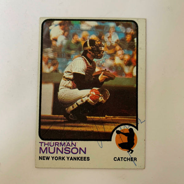 Thurman Munson Signed Autographed 1973 Topps Baseball Card With JSA COA Yankees