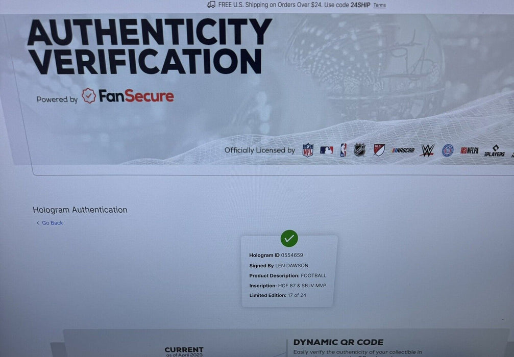 Len Dawson HOF 87 SB MVP Signed Heavily Inscribed STAT Football Fanatics COA