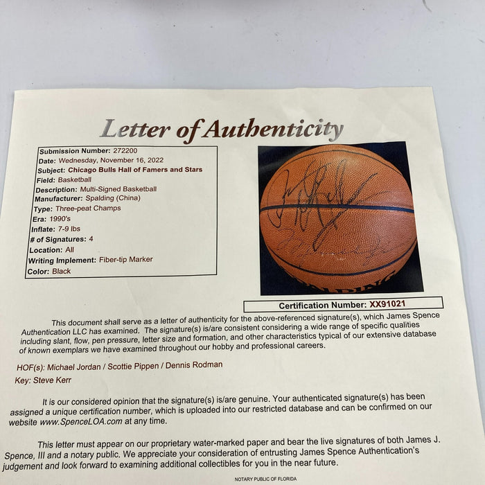 Michael Jordan Scottie Pippen & Dennis Rodman Official Game Basketball JSA COA
