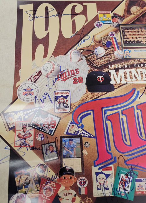 1991 Minnesota Twins World Series Champs Team Signed 18x24 Poster Beckett COA