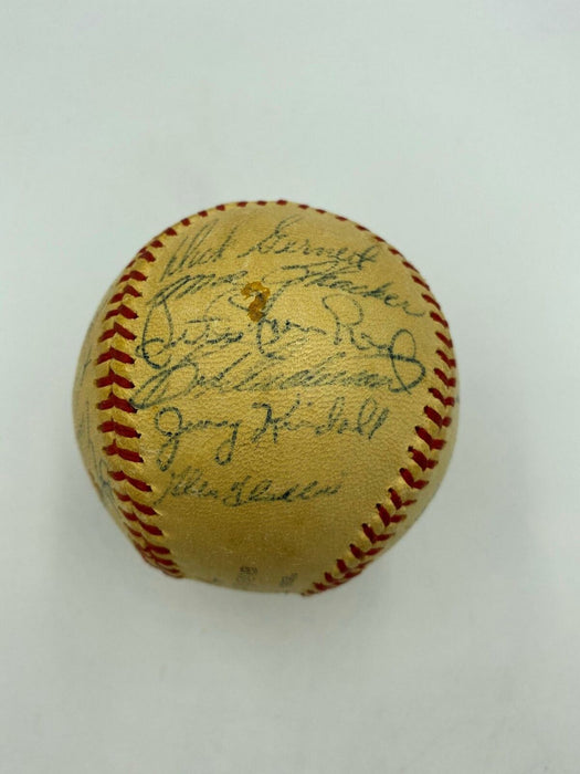 1960 Chicago Cubs Team Signed NL Baseball Ernie Banks Ron Santo With JSA COA