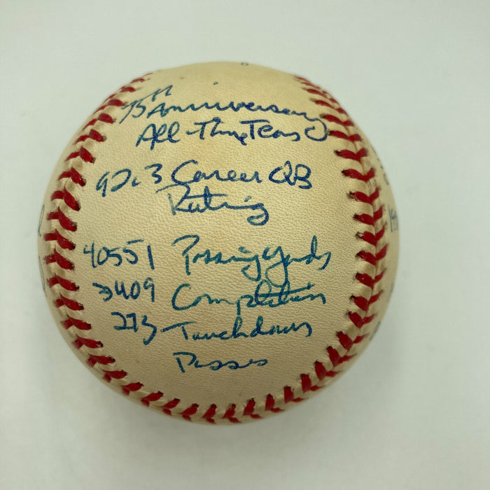 Joe Montana Signed Heavily Inscribed Career STAT Baseball Reggie Jackson COA
