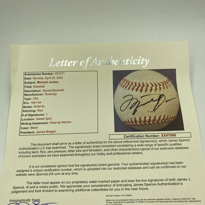 Michael Jordan Signed 1994 Game Used Minor League Baseball JSA COA