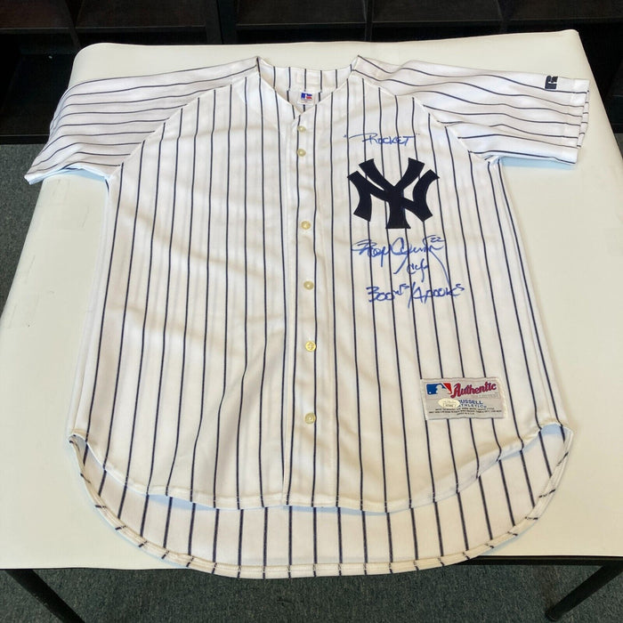 Roger Clemens "Rocket 300 Wins 4,000 K's" Signed New York Yankees Jersey JSA COA